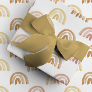 Watercolor Rainbow Rows in Yellow Wrapping Paper