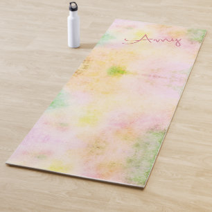 Watercolor Rainbow Sherbet Yoga Mat