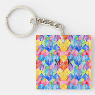 Watercolor Rainbow Stained Glass Keychain