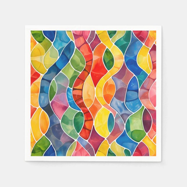 Watercolor Rainbow Stained Glass Napkin (Front)