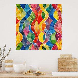 Watercolor Rainbow Stained Glass Poster