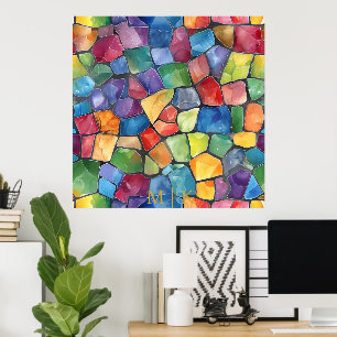 Watercolor Rainbow Stained Glass Poster