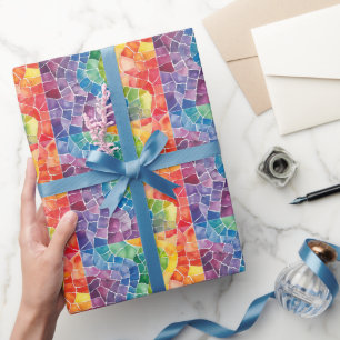 Watercolor Rainbow Stained Glass Wrapping Paper