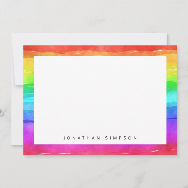 Watercolor Rainbow Stripe Pattern Card (Front)