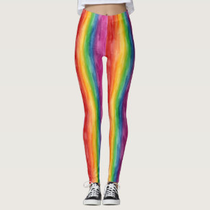 Watercolor Rainbow Stripes Leggings
