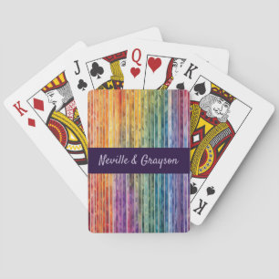 Watercolor Rainbow Stripes Playing Cards