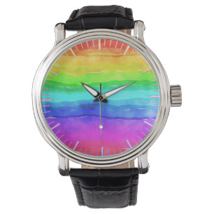 Watercolor Rainbow Stripes Watch