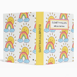 Watercolor Rainbow Sunshine Kids Back to School Binder