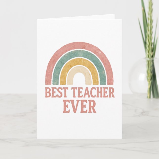 Watercolor Rainbow Teacher  Card (Front)