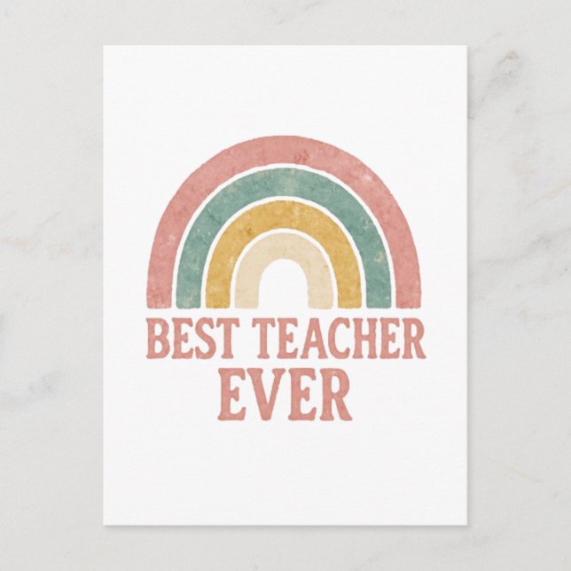Watercolor Rainbow Teacher  Postcard (Front)