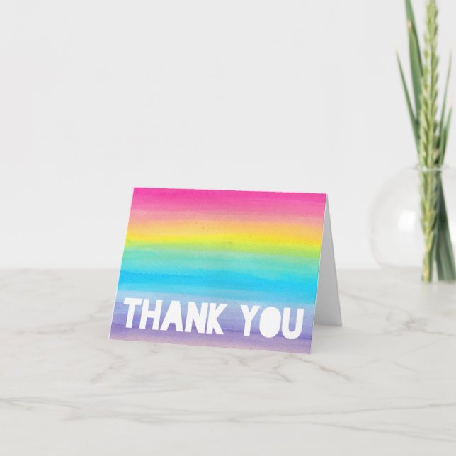 Watercolor Rainbow Thank You Card (Front)