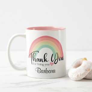 Watercolor Rainbow Thank You For Being You Two-Tone Coffee Mug