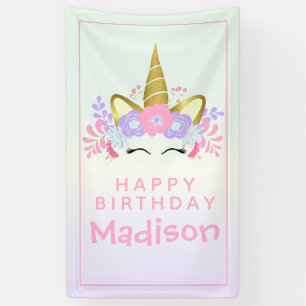 Watercolor Rainbow Unicorn Birthday Banner