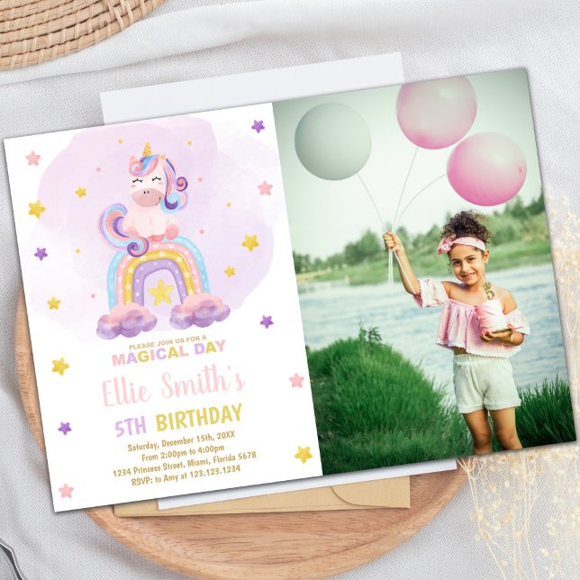 Watercolor Rainbow Unicorn Birthday Invitations ph (Watercolor Rainbow Unicorn Birthday Invitations ph)