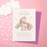 Watercolor Rainbow Unicorn Birthday Party Invitation<br><div class="desc">Rainbow unicorn with rainbow and stars on custom colour background. choose from multiple die cuts to elevate the design</div>