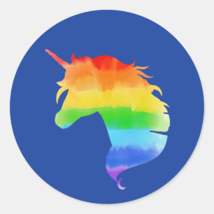 Watercolor Rainbow Unicorn Classic Round Sticker