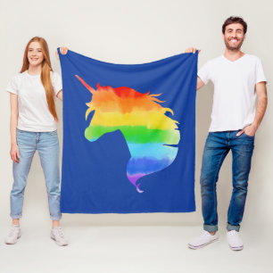 Watercolor Rainbow Unicorn Fleece Blanket