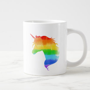 Watercolor Rainbow Unicorn Large Coffee Mug