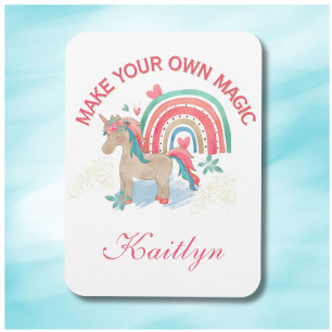Watercolor Rainbow Unicorn Name Magic Message Magnet