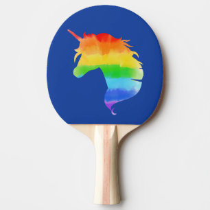 Watercolor Rainbow Unicorn Ping Pong Paddle