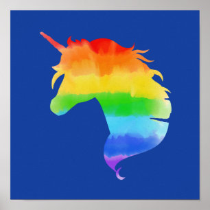Watercolor Rainbow Unicorn Poster