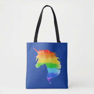 Watercolor Rainbow Unicorn Tote Bag