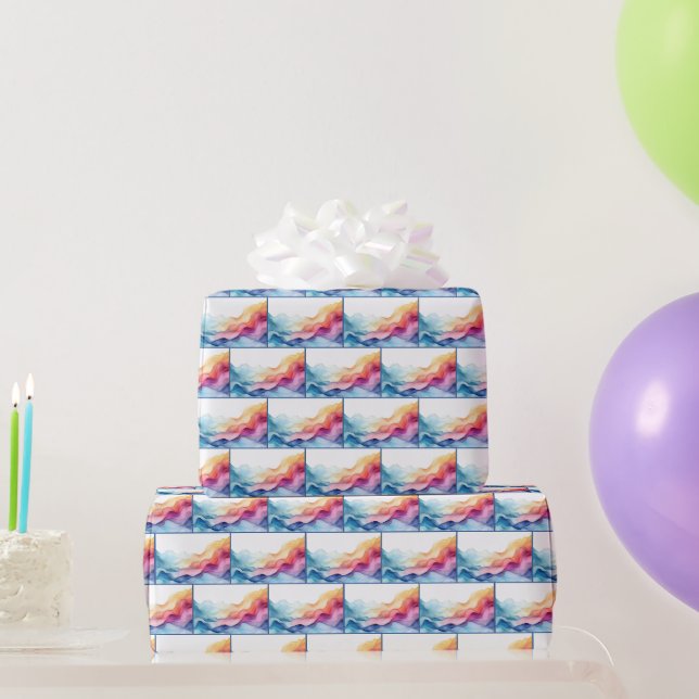 Watercolor Rainbow Waves Wrapping Paper (Party Gifts)