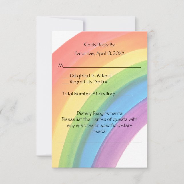 Watercolor Rainbow Wedding Response Card (Front)