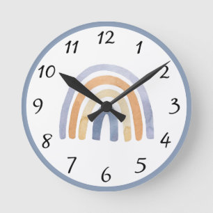 Watercolor Rainbows Personalized Round Clock