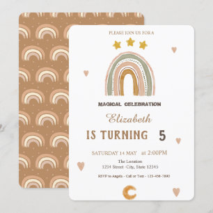 Watercolor Rainbows Stars Hearts Birthday Invitation