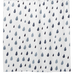 Watercolor raindrops, indigo seamless pattern.