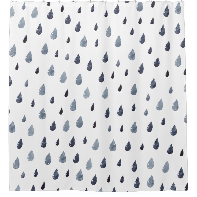 Watercolor raindrops, indigo seamless pattern. (Front)