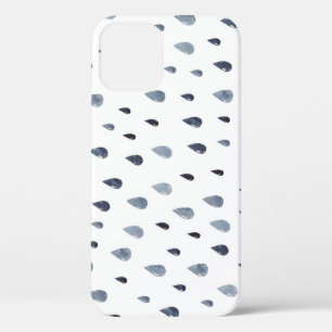 Watercolor raindrops, indigo seamless pattern. iPhone 12 case
