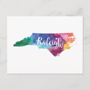 Watercolor Raleigh, North Carolina Postcard