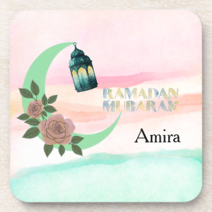 Watercolor Ramadan – Crescent Moon Coaster