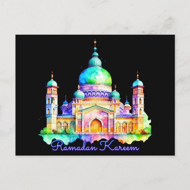 Watercolor Ramadan Mosque Postcard (Front)