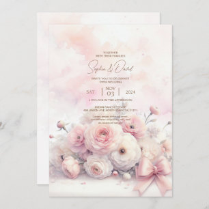 Watercolor Ranunculus Wedding Invitation