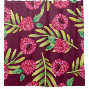 Watercolor raspberries: red fruit pattern.