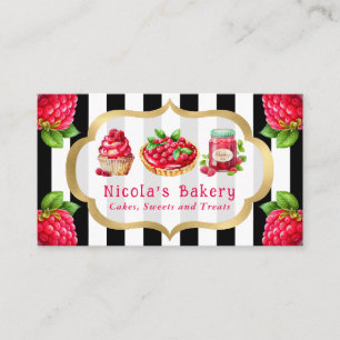 Watercolor Raspberry Cakes and Jam Bakery  Business Card