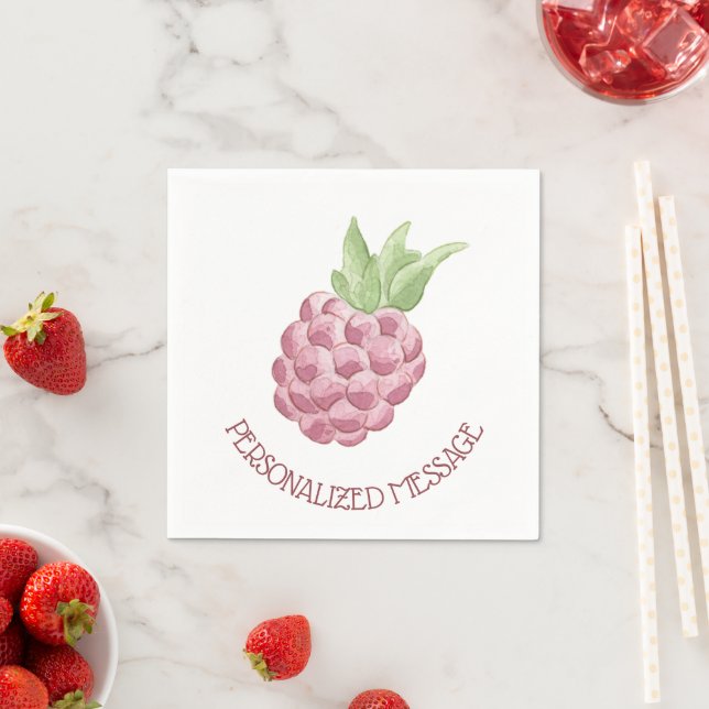 Watercolor Raspberry Napkin (Insitu)