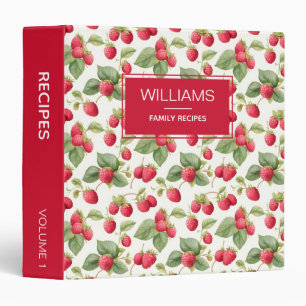Watercolor Raspberry Personalized Recipe Book Binder