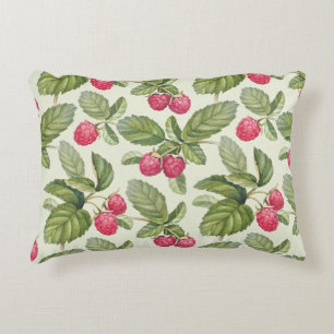Watercolor Raspberry Seamless Pattern Design Accent Pillow