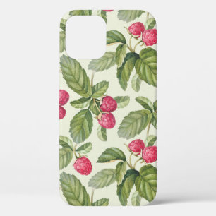 Watercolor Raspberry Seamless Pattern Design iPhone 12 Case