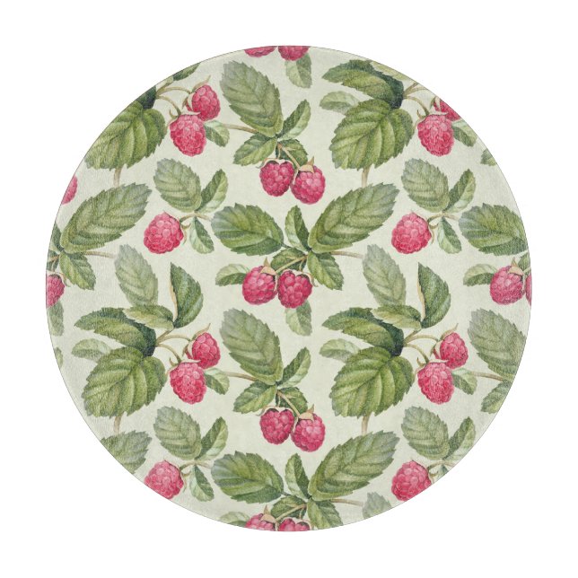 Watercolor Raspberry Seamless Pattern Design Cutting Board (Front)