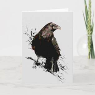 Watercolor  Raven Bird Animal  Art Card
