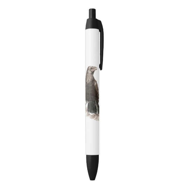 Watercolor Raven Bird Nature Art Black Ink Pen (Bottom (Vertical))