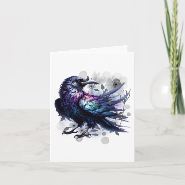 Watercolor Raven Blank Note Card (Front)