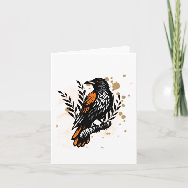 Watercolor Raven Blank Note Card (Front)