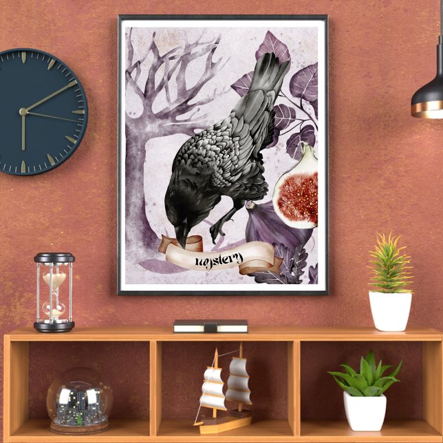 Watercolor Raven Purple Fantasy Gothic Nature Art  Poster (Creator Uploaded)