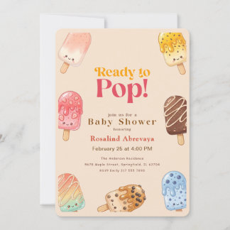 Watercolor Ready to Pop Popsicle Baby Shower Invitation